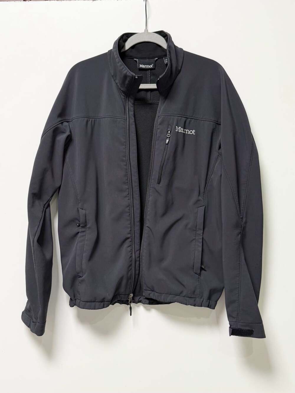 Marmot Men's Medium M Softshell Jacket Black Charcoal Full Zip Fleece Lined Ches